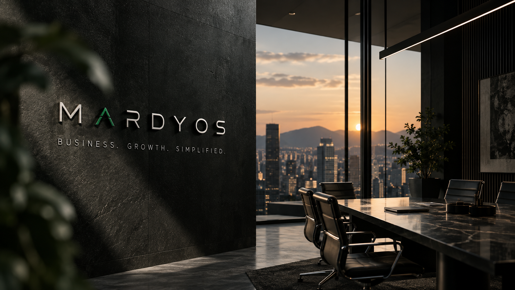 The Mardyos office with the logo wall